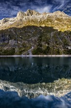 The Lac Tseuzier reservoir, lake, mountain lake, landscape, autumnal, summery, mountains, mountain