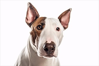 Portrait of Bull Terrier dog on white background. KI generiert, generiert AI generated