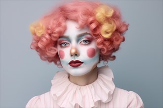 Woman dressed up as clown. KI generiert, generiert AI generated
