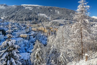 Snow-covered winter panorama of the village, Bad Gastein, Gastein Valley, Hohe Tauern National