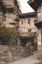 Streets in the medieval town of Rupit in Catalonia Spain