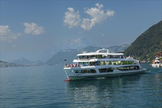 Excursion boat on Lake Lucerne, Canton of Lucerne, Switzerland, Lake Lucerne, Lucerne, Switzerland,