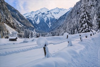 Winter landscape in Koetschachtal, Bad Gastein, Gastein Valley, Hohe Tauern National Park, Salzburg