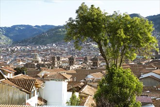 City view Cusco, in front the Cathedral of Cusco or the Cathedral Basilica of the Assumption of the