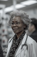60 year old African American female doctor, AI generated