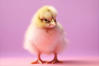 Small chick on violet background, AI generated