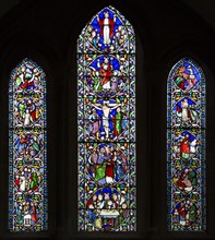 Stained glass window principal events of the life of Jesus Christ by William Wailes dated 1860,