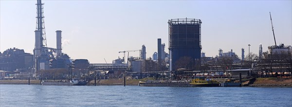 View of BASF in Ludwigshafen with the Rhine in the foreground