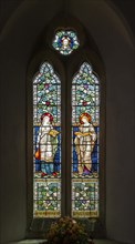 Stained glass window Kington St Michael church, Wiltshire, England, UK, Mary and Martha 1891 by