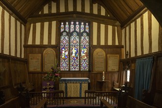 Interior of village parish church of All Saints, Crowfield, Suffolk, England, UK