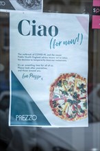 Prezzo 'Ciao for now' business closed during Coronavirus Covid 19 pandemicEngland, UK June 2020