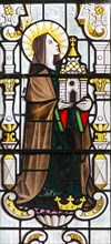 Saint Edith stained glass window 1952 by Harry Stammers (1902-1969) church of Saint Mary, Wilton,