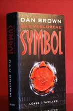 Close-up of the novel Symbol by Dan Brown