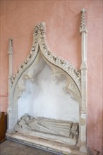 Village parish church Rendlesham, Suffolk, England, UK 14th century tomb effigy of Sayer Sulyard