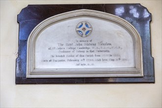 Memorial to Reverend Professor John Stevens Henslow (1796-1861), Hitcham church, Suffolk, England,