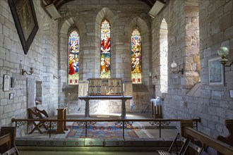 Interior of church of Saint Mary the Virgin, Holy Island, Lindisfarne, Northumberland, England, UK