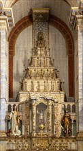 Ornately decorated altar inside the 17th century church of Igreja de Santiago, Tavira, Algarve,