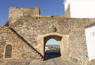 Gateway to historic walled hilltop village of Monsaraz, Alto Alentejo, Portugal, southern Europe,