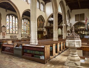 Historic interior of East Bergholt church, Suffolk, England, UK