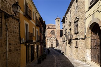 View from Calle Mayor of cathedral church, Catedral de Santa Maria de Sigueenza, Siguenza,