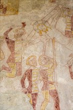 North Cove Medieval religious wall paintings of Crucifixion of Jesus Christ, church of Saint