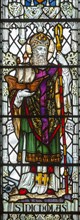Stained glass window of Saint Nicholas, Saint Thomas church, Salisbury, Wiltshire, England, 1920,
