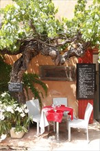 Restaurant in the village of Roussillon, Vaucluse, Provence, France, Europe