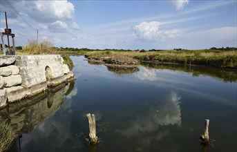 Canal with gate valve in Saint-Pierre-d'Oleron, Departement Charente-Maritime, Nouvelle-Aquitaine,