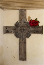 Village parish church Thorington, Suffolk, England, UK First World war grave wooden cross