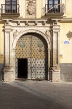 Historic doorway entrance to the Episcopal Palace, Cuenca, Castille La Mancha, Spain, Europe