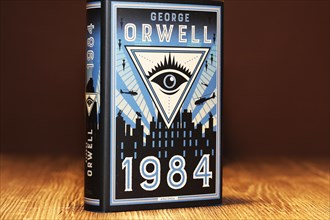 Close-up of the novel 1984 by George Orwell