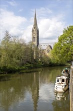 St John's RC church, River Avon, Bath, Somerset, England, UK