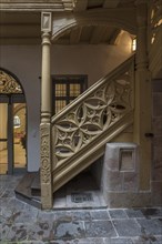 Staircase in a historic courtyard of an old town house, around 1550, Nuremberg, Middle Franconia,