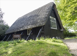 Thatched wooden church of St Mary and St Nicholas village parish church, Sandy Lane, Wiltshire,