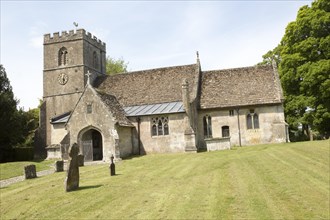Village parish church of Saint John the Baptist, Chirton, Vale of Pewsey, Wiltshire, England, UK