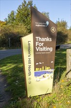 Alton Water reservoir lake, Suffolk, England, UK Thanks for Visiting notice sign at Lemon's Hill