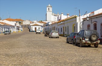 Rural settlement village cobbled streets, Entradas, near Castro Verde, Baixo Alentejo, Portugal,