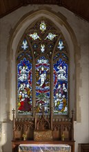 Victorian 19th century stained glass east window church of Saint Margaret, South Elmham, Suffolk,