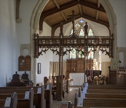 Interior of church at South Elmham St Peter, Suffolk, England, UK