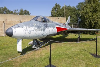 Royal Navy Hawker Hunter GA11 fighter plane, Bentwaters Cold War museum, Suffolk, England, UK