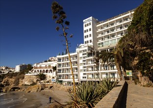 Hotel Balcon de Europa, Playa el Salon sandy beach, Nerja, Andalusia, Spain, Europe