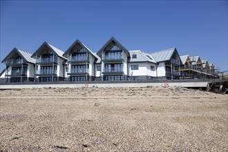 New beachfront modern housing development, Admiralty Pier, Shotley, Suffolk, England, UK