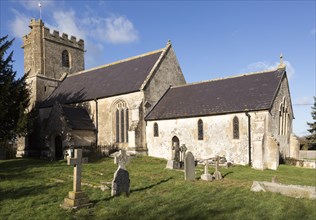 Historic village parish church of Saint Nicholas, Wilsford, Wiltshire, England, UK Vale of Pewsey