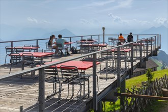 Sun terrace on the Rigi-Kulm, Lake Lucerne, Canton Lucerne, Switzerland, Rigi, Schwyz, Switzerland,