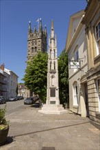 Historic church of Saint Mary, and war memorial, Warwick, Warwickshire, England, UK