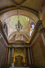 Ornately decorated interior of the 17th century church of Igreja de Santiago, Tavira, Algarve,