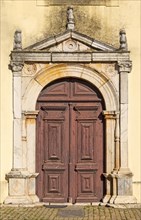 Doorway of Church Igreja Matriz de Nossa Senhora da Assuncaoin, village of Alvito, Beja District,