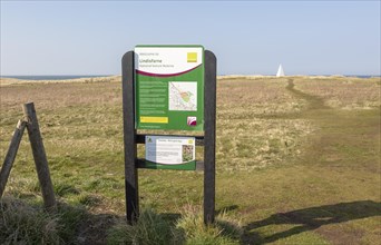 Sign for Lindisfarne National Nature Reserve, Holy Island, Northumberland, England, UK