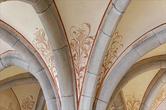 Ceiling with floral frescoes, Bebenhausen Cistercian Monastery, Tuebingen, Baden-Wuerttemberg,