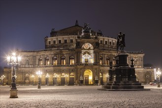 The old town of Dresden with its historic buildings. Theatre Square with the Semper Opera House and